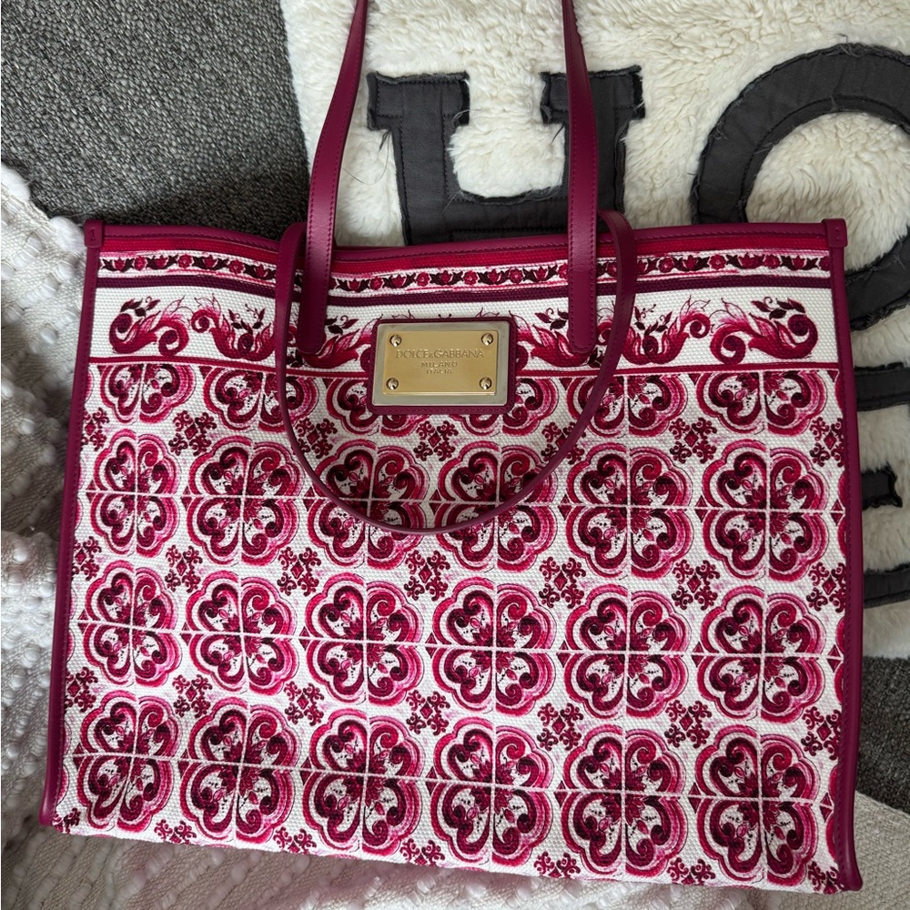 Dolce & Gabbana Pink and White Floral Tote